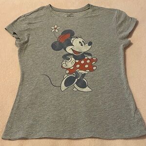Vintage Disney Minnie Mouse Gray and Red Tee